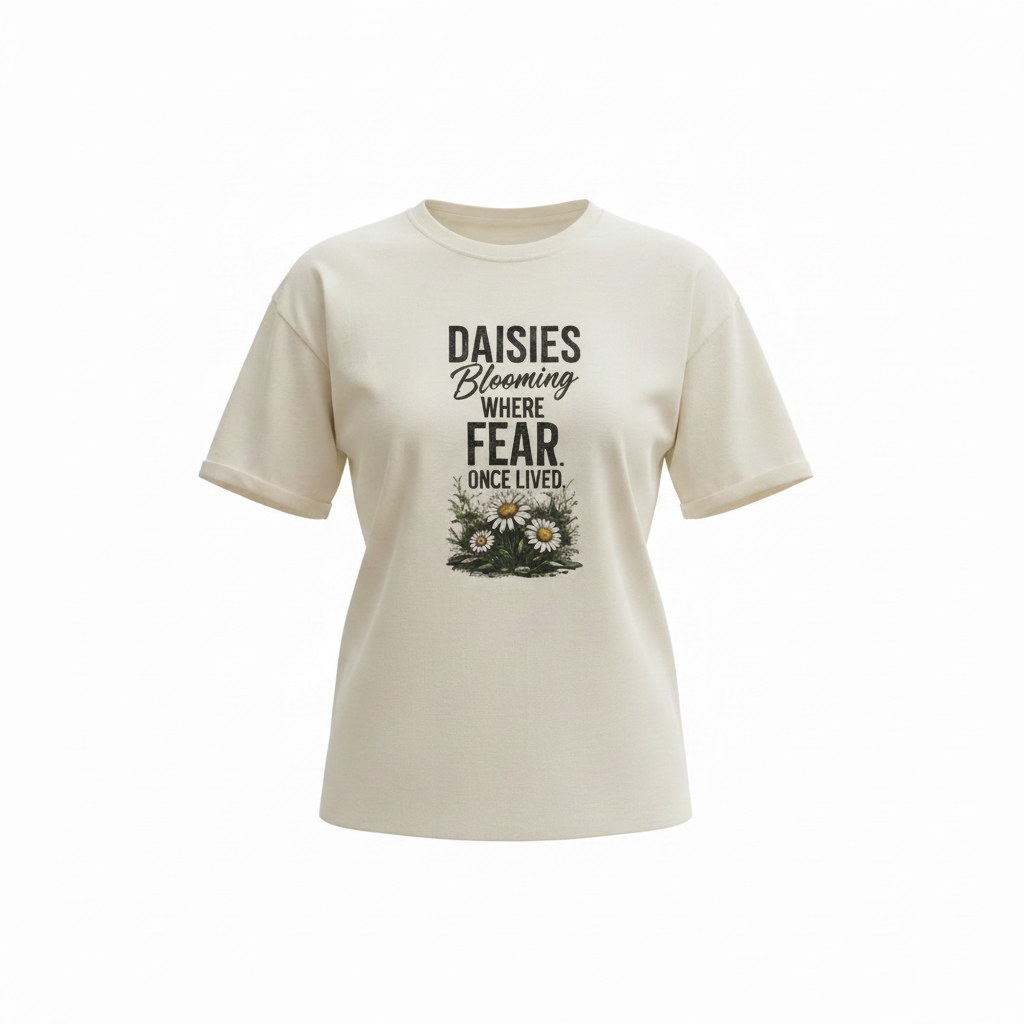 Daisies Blooming Where Fear Once Lived- Women's Tee