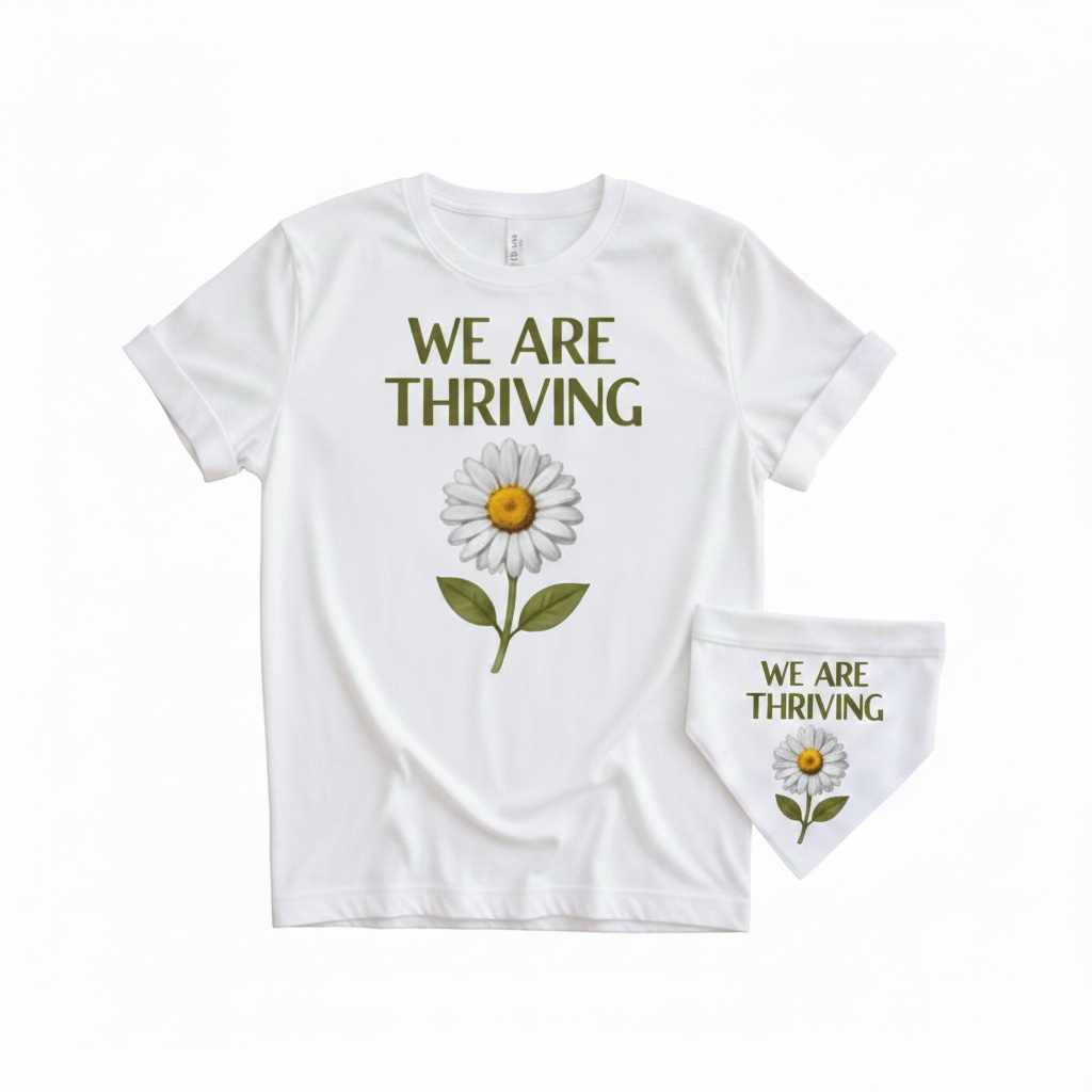 We Are Thriving- Short sleeve T-shirt and Dog bandana set